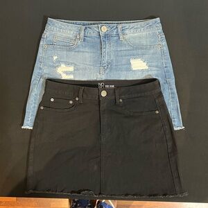 Extra cute denim mini skirts. Two for one.
